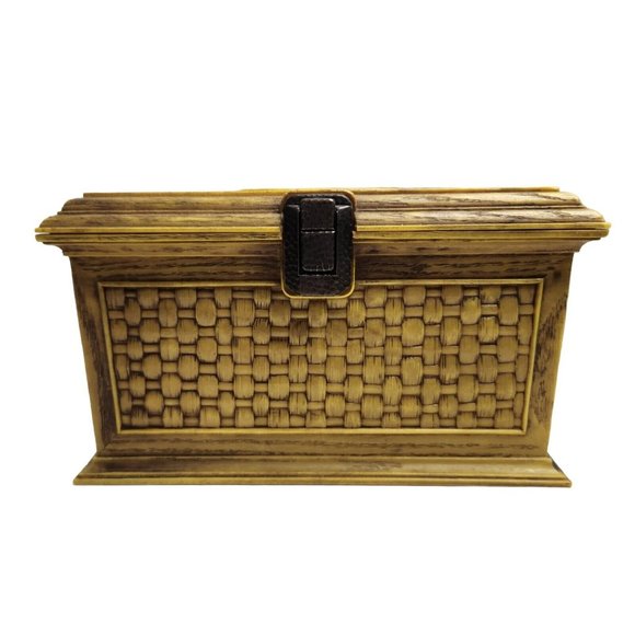 Lerner Plastic Basket Weave Plastic Hinged Sewing Storage Box Greenish Yellow - Picture 4 of 9